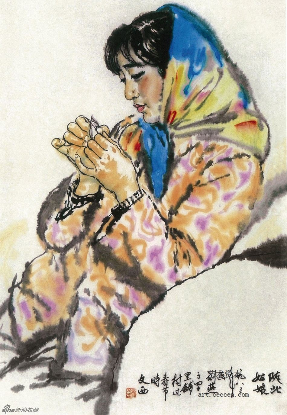 陕北姑娘 69.5cm×45.5cm 1983年